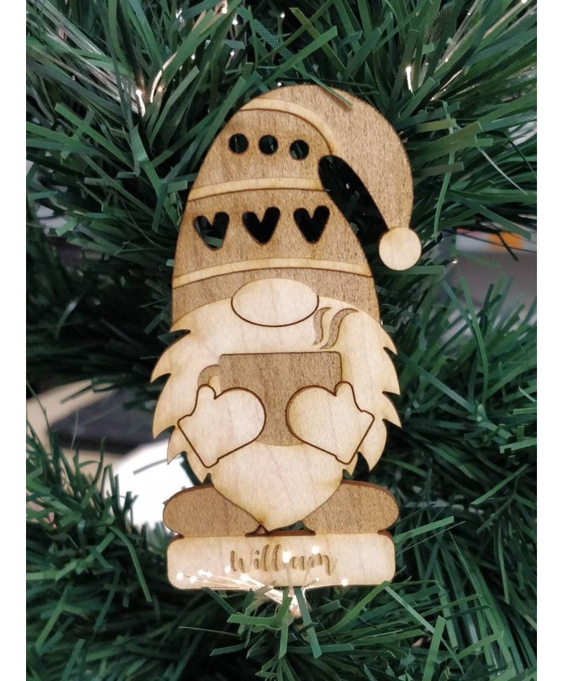 lutin de noel gnome chocolat chaud personnalisée gravure laser bois