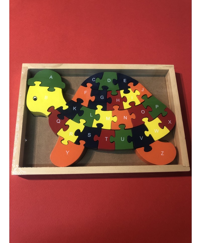 Puzzle animaux en bois, modèle Tortue